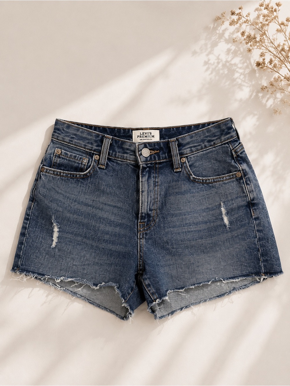 Levi’s High Rise Denim Shorts Size 2 Distressed Cutoff Jean Shorts